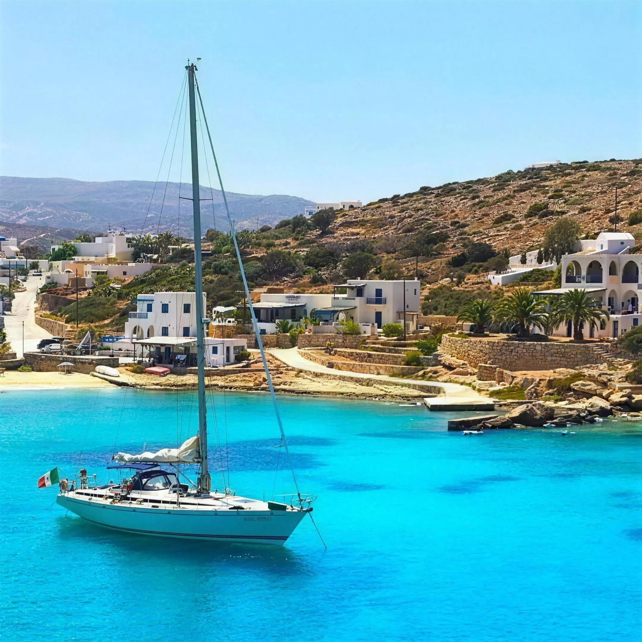 aerial view of Iraklia island, Small Cyclades