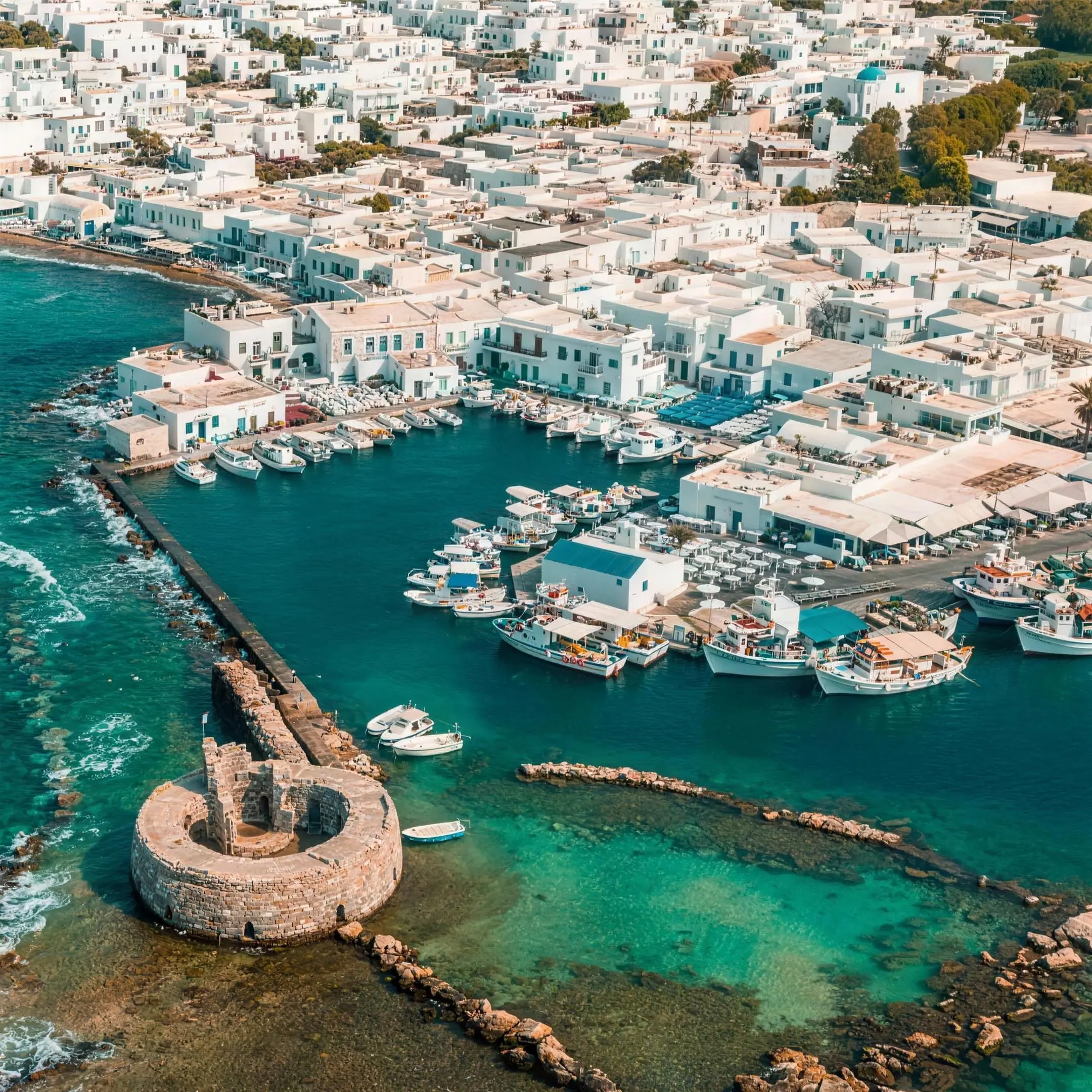 private motor yacht near Paros, Cyclades island hopping