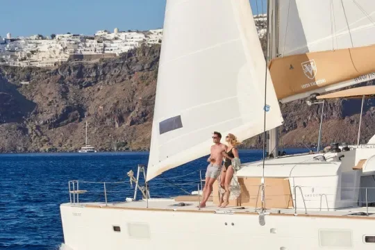 Sunset private cruise in Santorini aboard a Vista Yachting catamaran